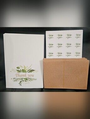 Floral Thank you cards with envelopes and stickers 30 pack set New